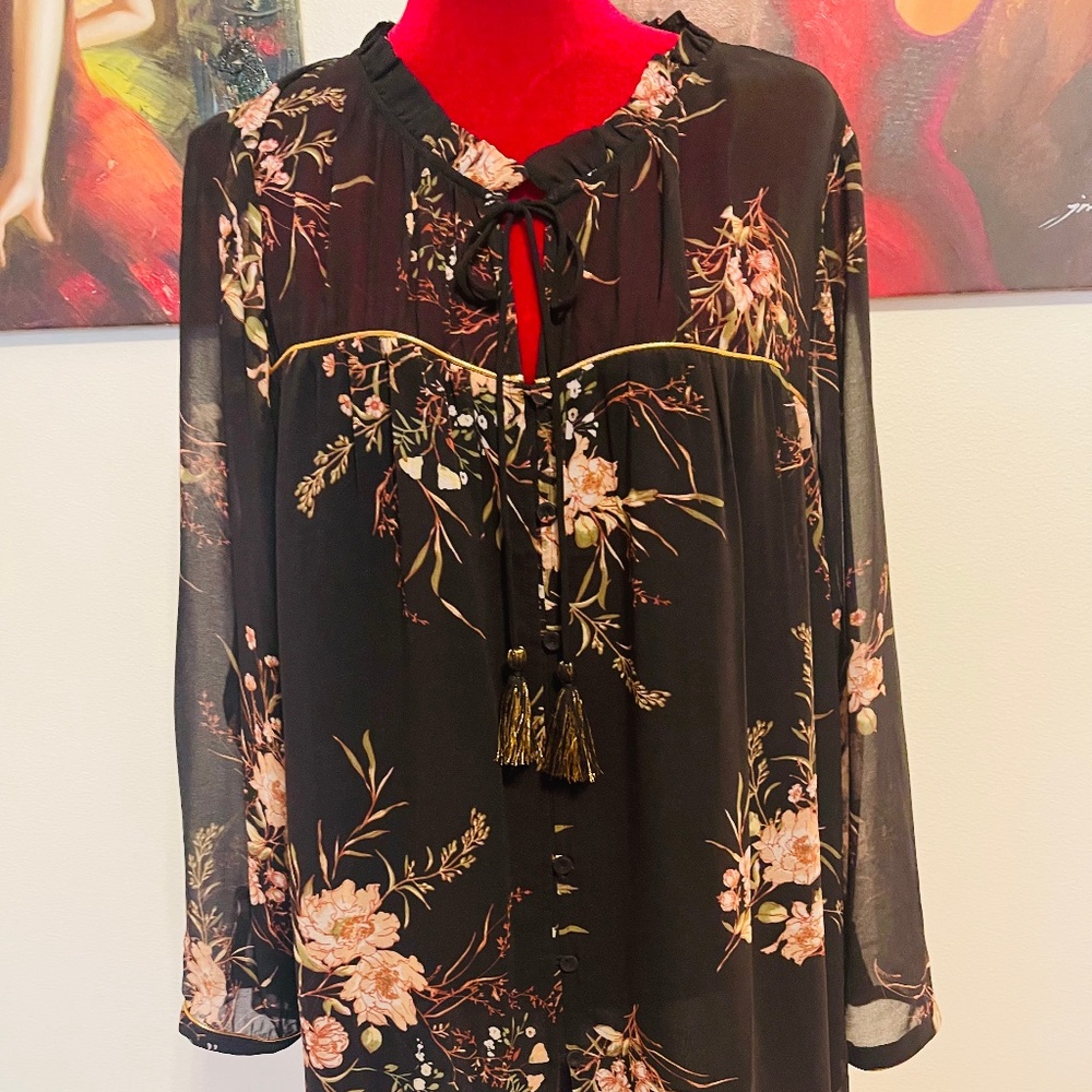 Plus Size Anthropologie Floral Blouse